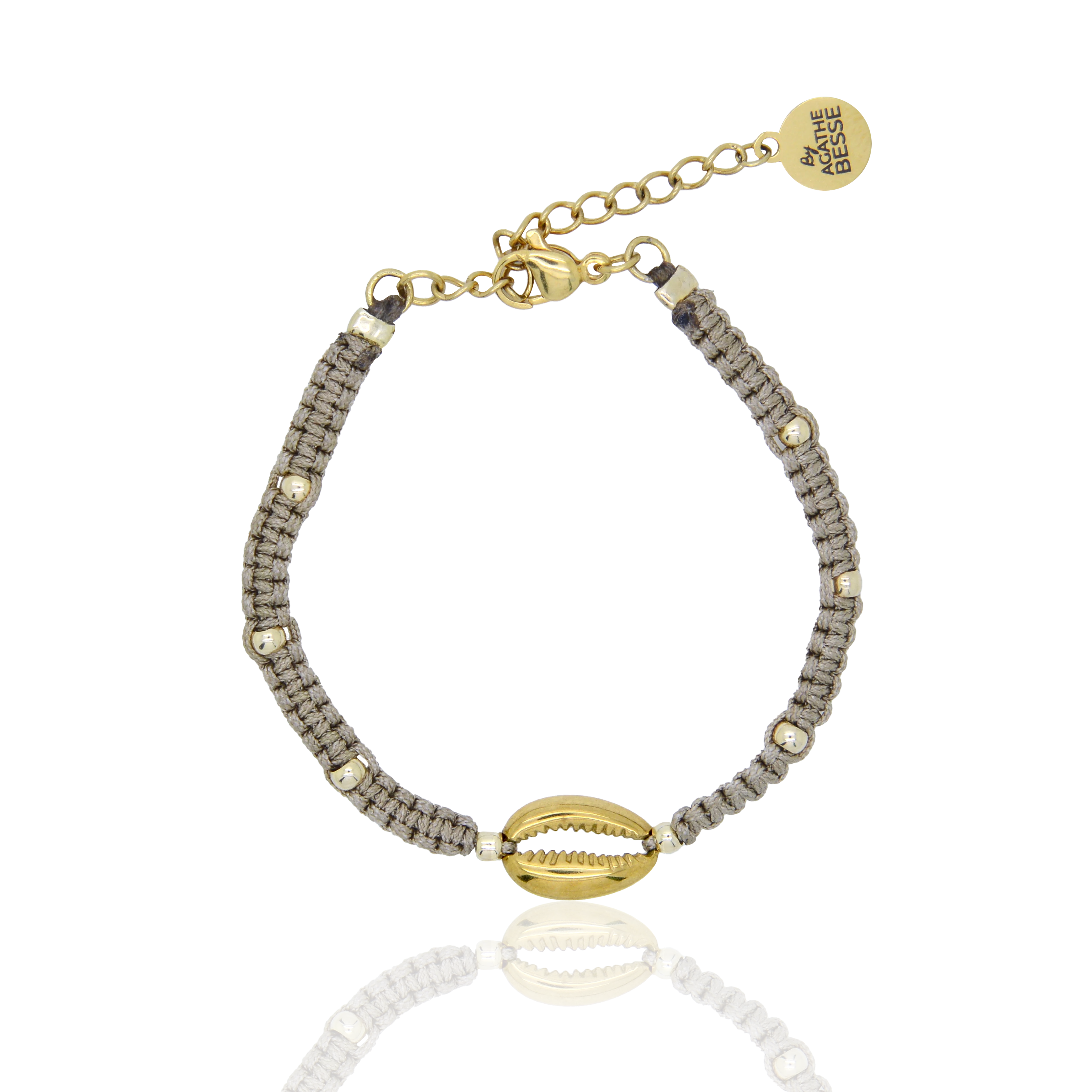 BRACELET COQUILLAGE DORE TAUPE